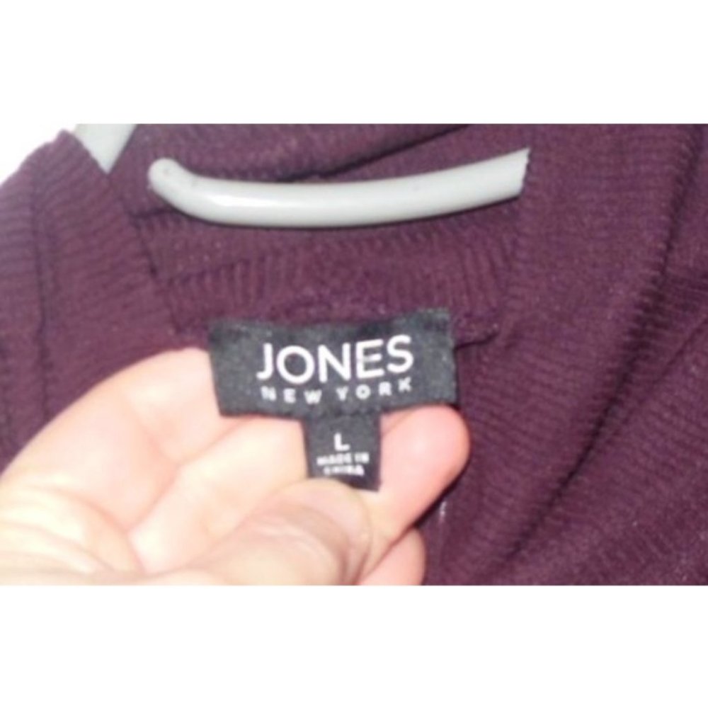 Jones New York Womens Ribbed Turtleneck Shirt in Dark Burgundy Size L - Picture 2 of 3